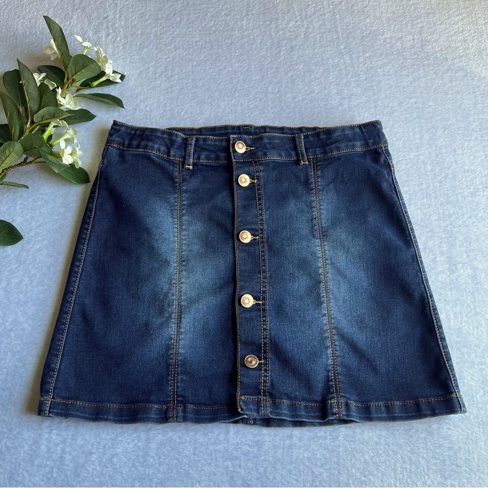 Wonder Nation Sz XL Kid’s (Plus 14-16) Button Down Denim Skirt